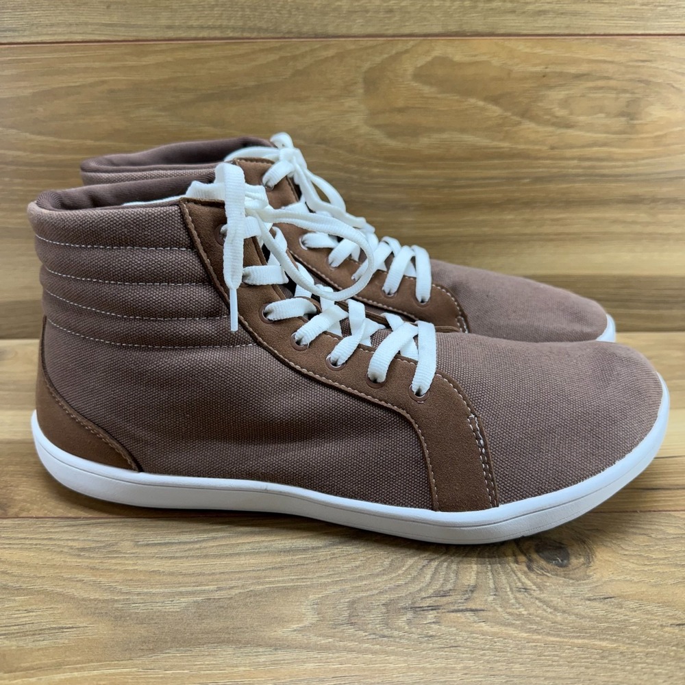WHITIN Barefoot Shoes High Top Mens Sneaker 13 EU 47 Brown Canvas Minimalist